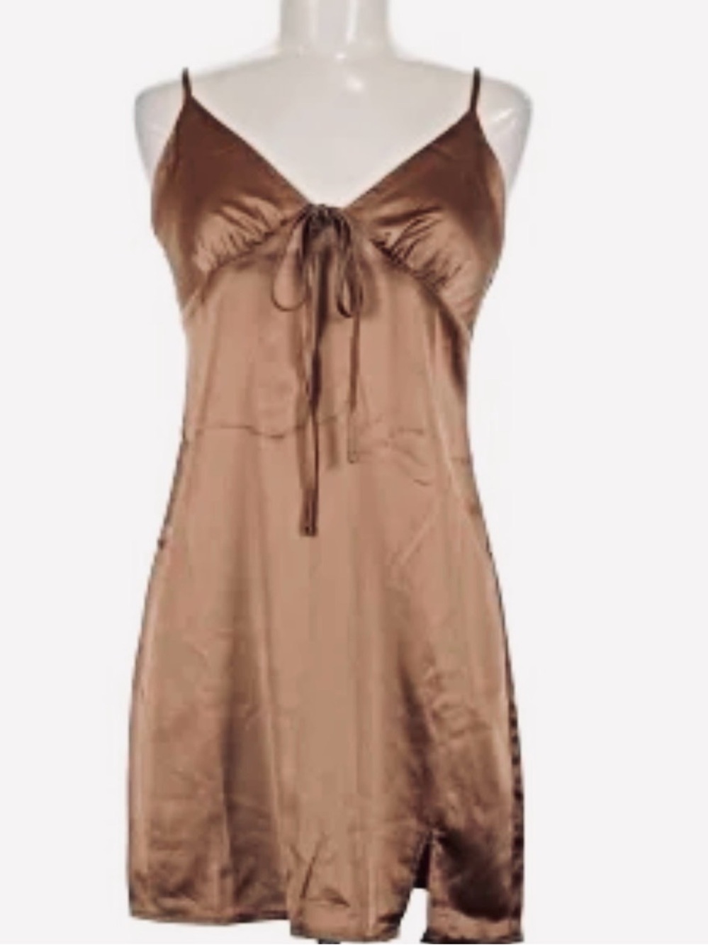 Mimosa Silky Slip Mini Dress In Milk Chocolate Brown Size M - NWT